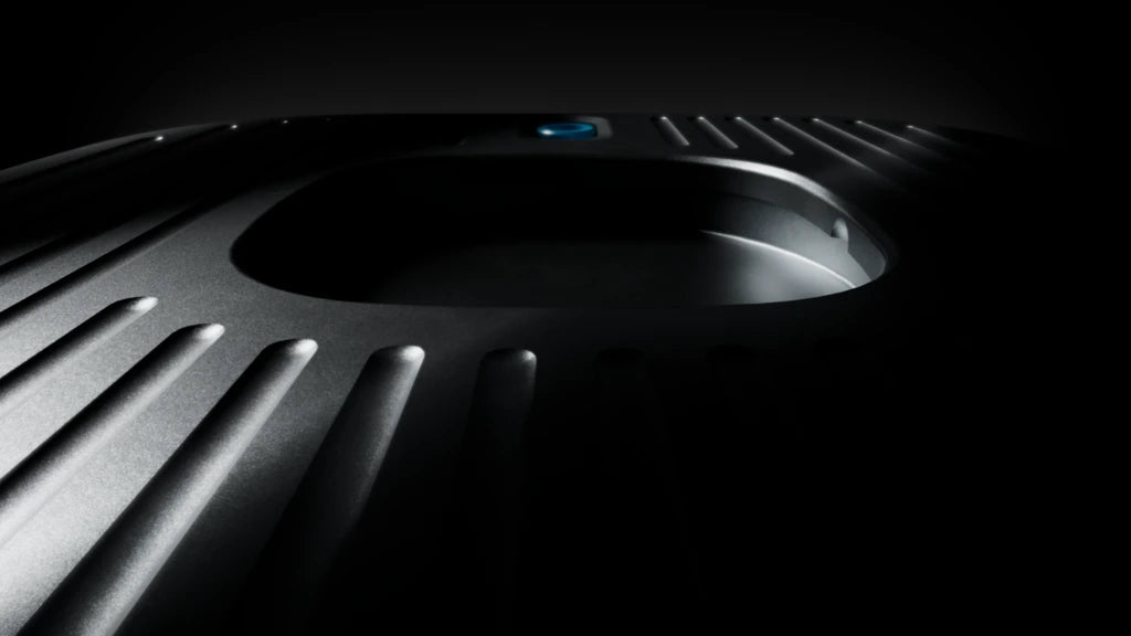 A close view of the sculpted grooves around a BOXBOX module’s refill opening.